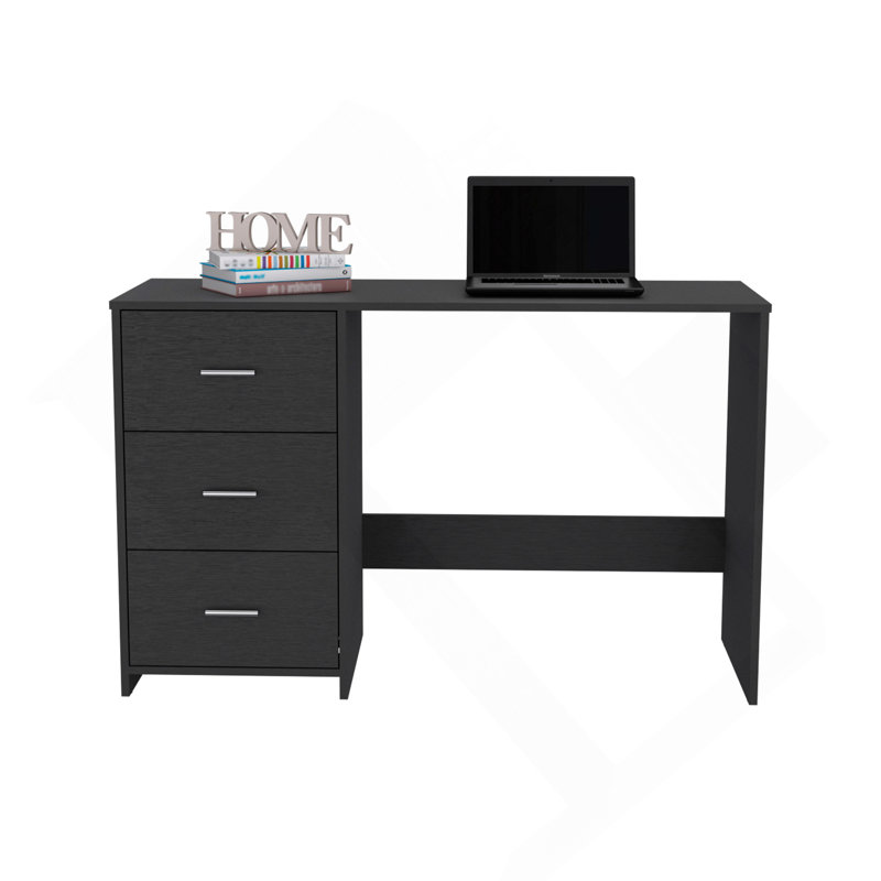 Bureau d'écriture, 3 tiroirs, noir