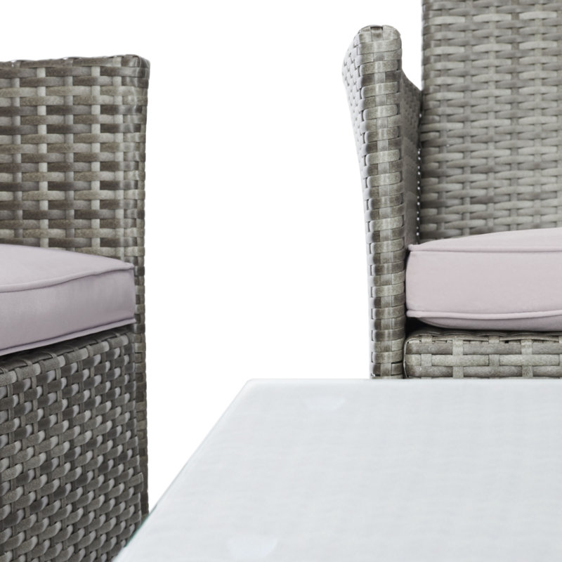 Ensemble de conversation avec canapé en rotin et coussins 4 pièces Hokendauqua, Cadre gris / coussin gris
