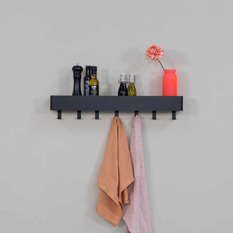 MULTI Steel Wall 7 - Hook Wall Mounted Coat Rack, Black