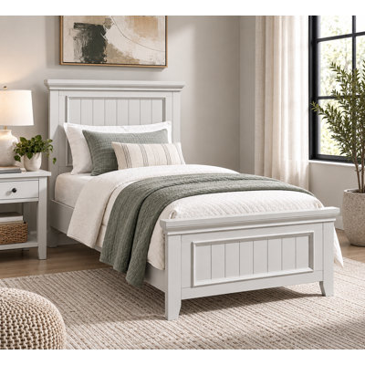 Monteith Shiplap-inspired Panel Bed in Off-White