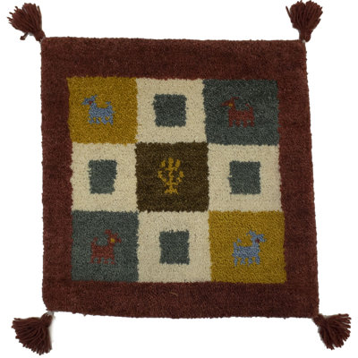 Tapis tribal multicolore Indo Gabbeh multicolore 1 pi 5 po x 1 pi 5 po