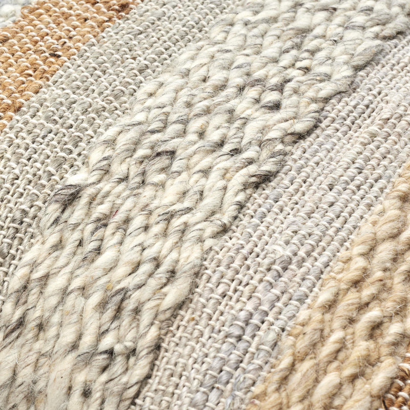 Boundary 20'' Beige and White Jute Wool Cotton Throw Pillow
