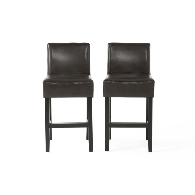 Tabouret de comptoir rembourré avec structure en bois massif, ensemble de 2, Noir