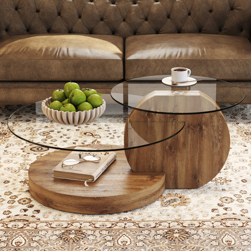Table basse gigogne moderne Varese, Brun, Clair, H 17 po x l 42 po x P 31,5 po