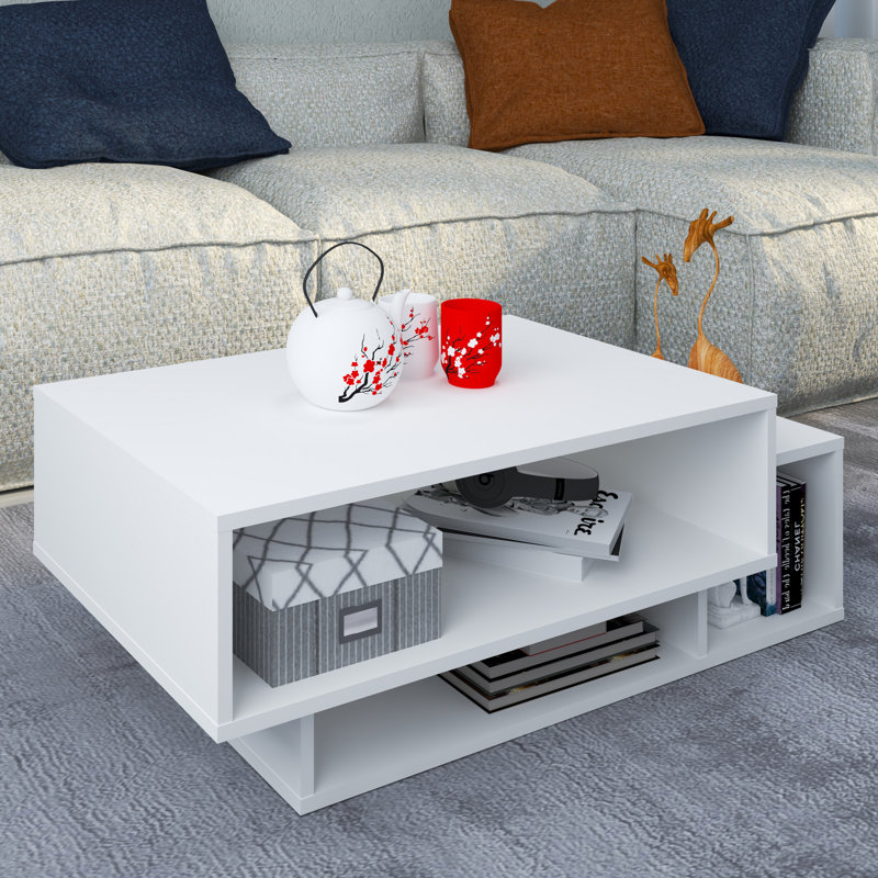 Rikhia Coffee Table with Storage, White
