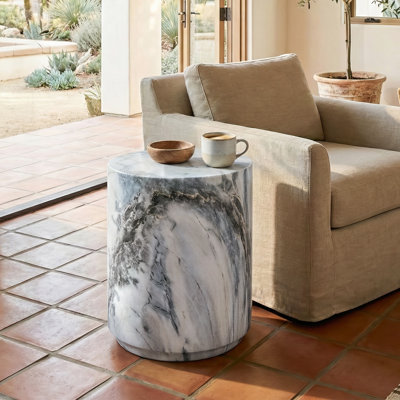 Fulcher Natural Stone 14" W End Table with Drum Base