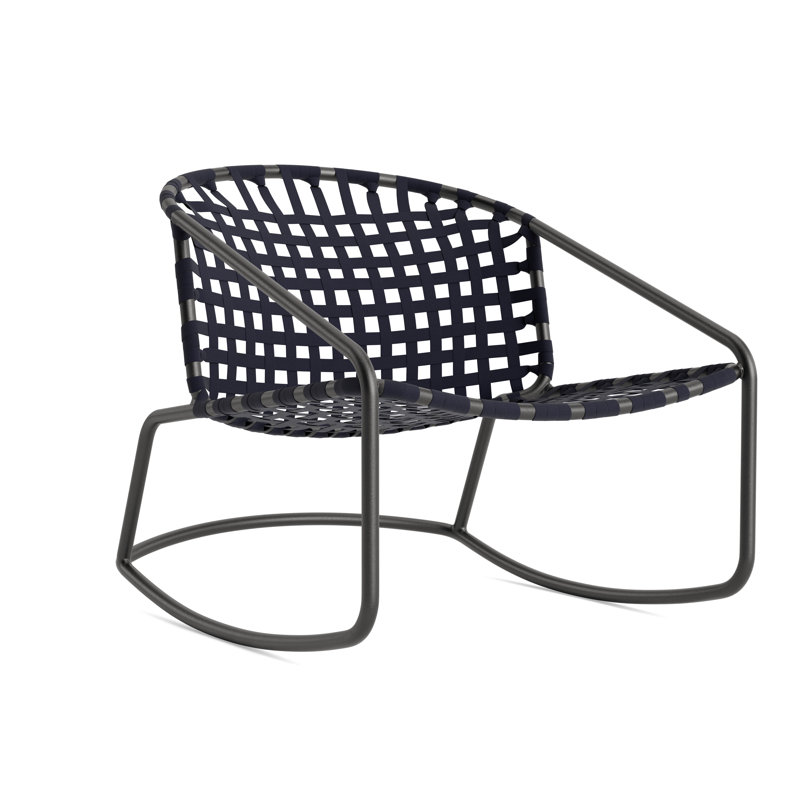 Kantan Outdoor Lounge Chair, Textured Pewter/Marine Suncloth Lace