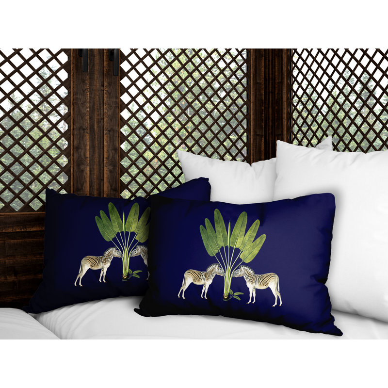 No Decorative Addition Outdoor Reversible Throw Pillow, Navy Blue, 20W" x 14H"