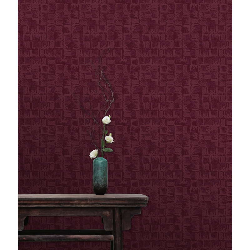 Rouleau de papier peint L 33 pi x l 20,5 po Yuki Osada, Vin rouge