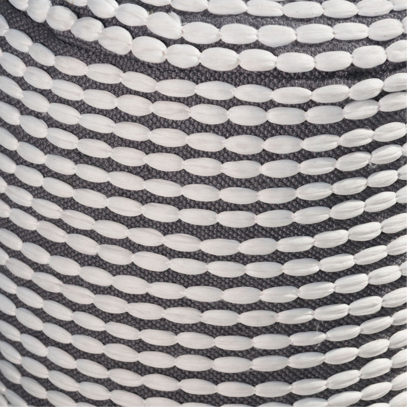 Pouf cylindrique fabriqué à la main résistant à l'eau de rivière (SEULEMENT OTTOMAN), Blanc