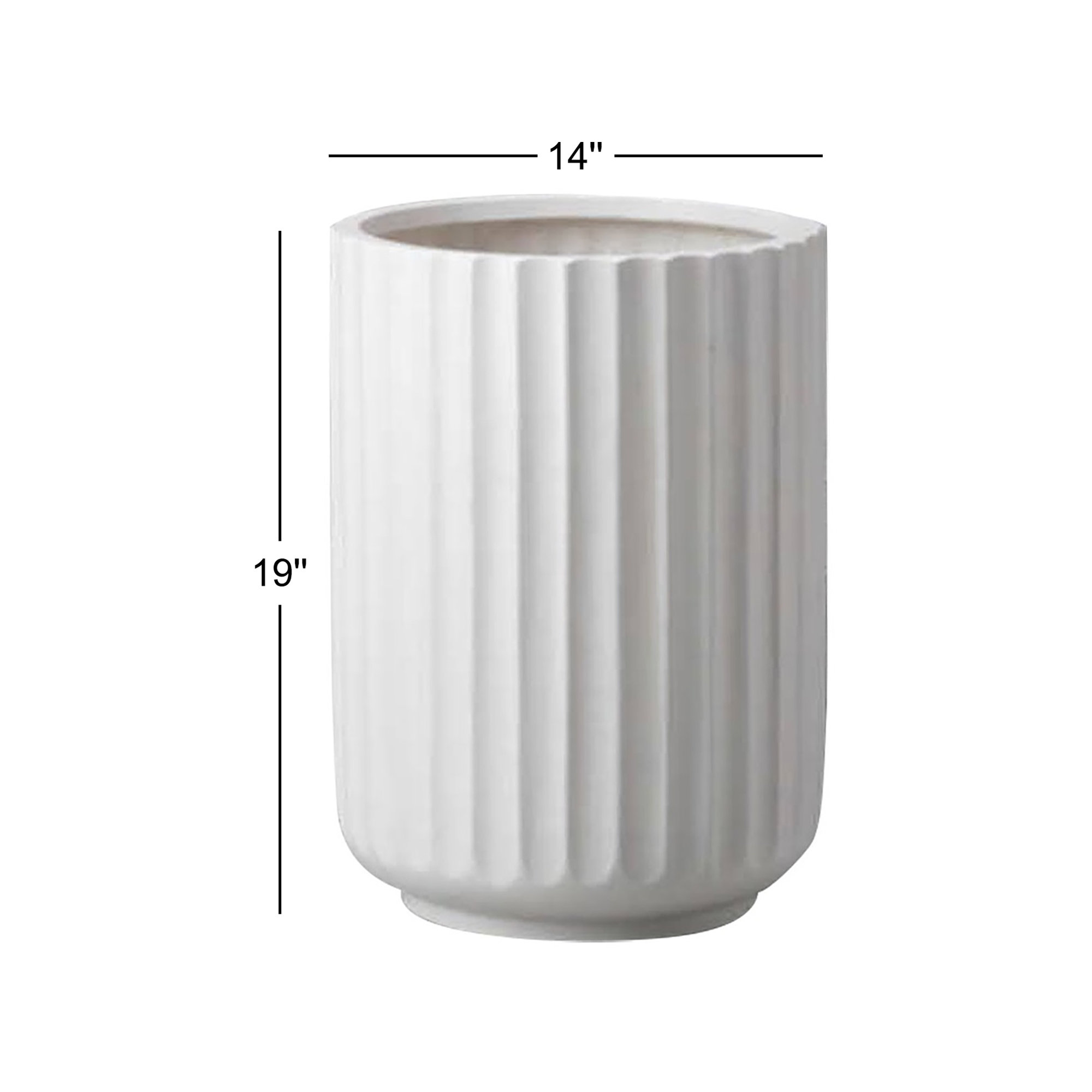 Allenville Fiberstone Planter, White, 19" H x 14" W x 14" D