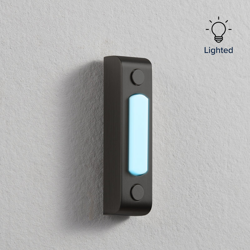 Heath Zenith Black Metal Wired Lighted Push Doorbell Button