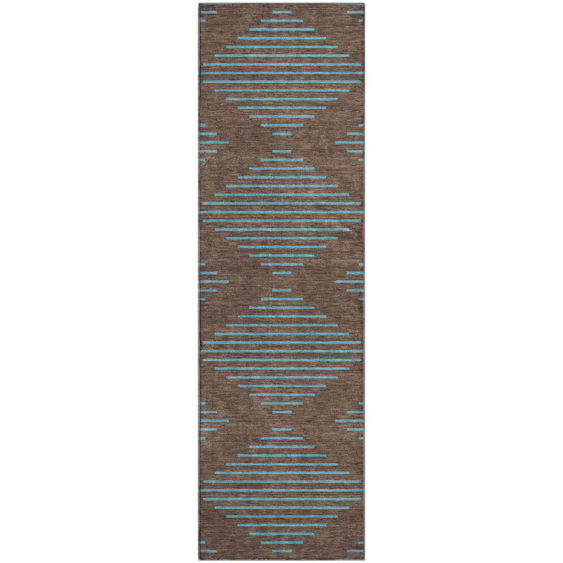 Premium Machine Washable Jahnke AMF1017 Geometric Rug, Runner 2'3" x 7'6"
