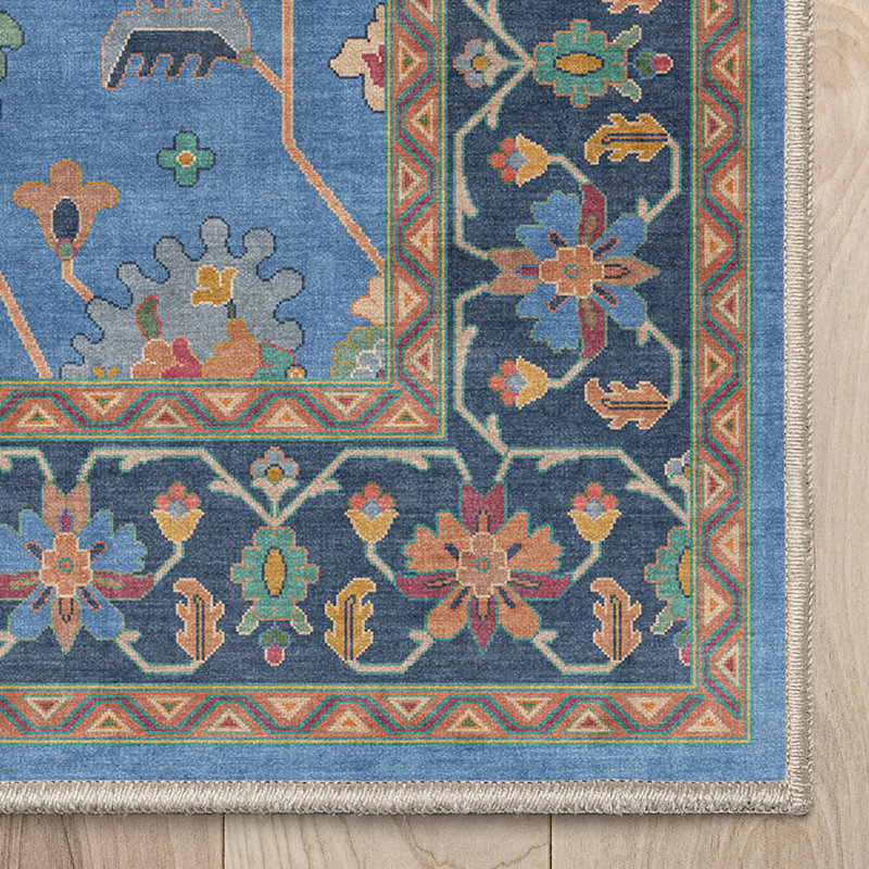 Tapis bleu bohème Bungalow Rose Adrith Antalya, Rectangle 9 pi 10 po x 13 pi