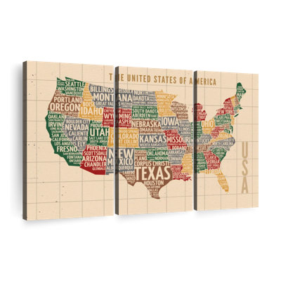 Carte des États-Unis sur 3 pièces