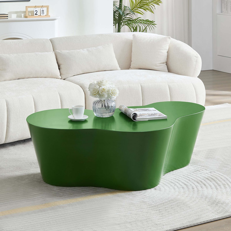 Table basse de 50 pouces de forme unique en fibre de verre robuste pour le salon, Vert