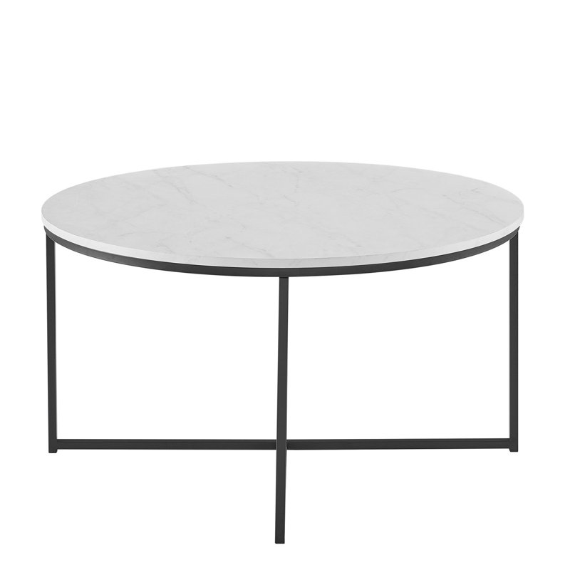 Table basse avec pieds croisés Wasser, Blanc, Noir