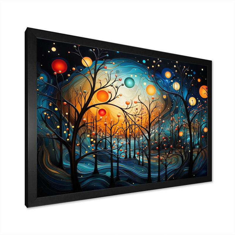 " Abstract Surreal Forest Landscape ", White Single Picture Framed, 24" H x 32" W x 1" D