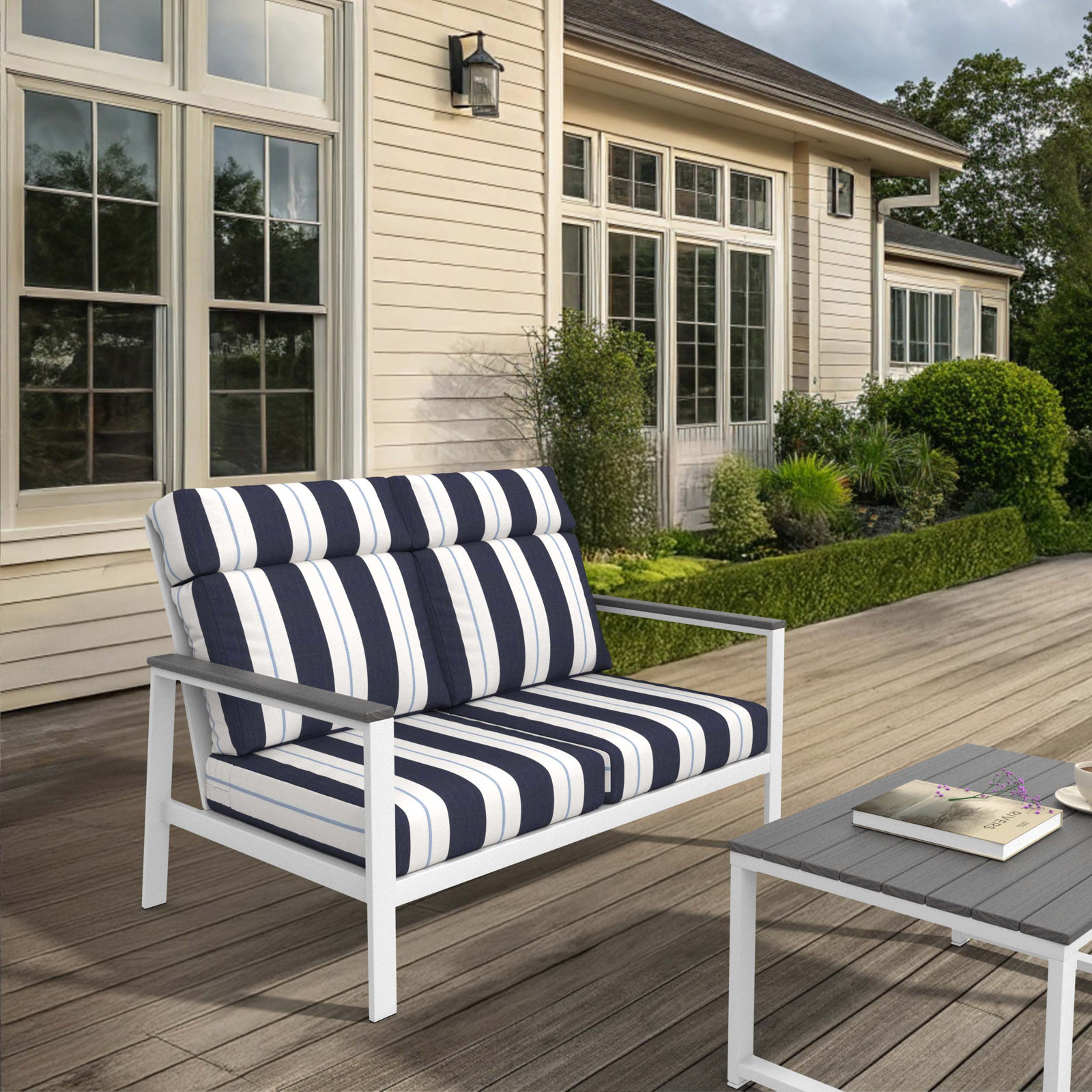 Townsend 55" Sunbrella® Patio Loveseat, Coastal Gray