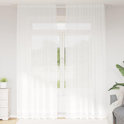 Curtains With Curtains Floral White Polyester