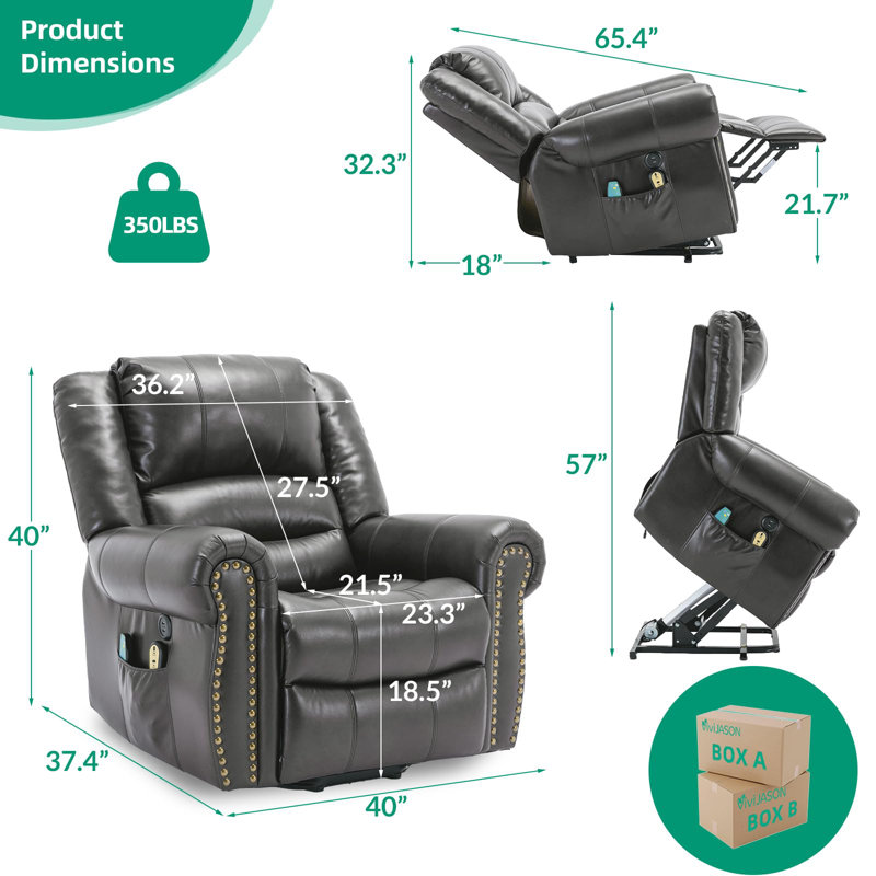Fauteuil inclinable Baugus, Gris (Leathaire)
