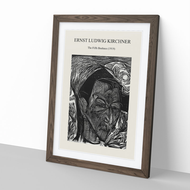 The Fifth Bauhaus by Ernst Ludwig Kirchner - Picture Frame Painting, Walnut Framed, 36cm H x 27cm W x 2cm D