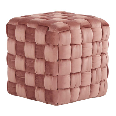 Square 16-Inch Velvet Ottoman With Braided Design, Stylish And Comfortable For Modern Living Spaces