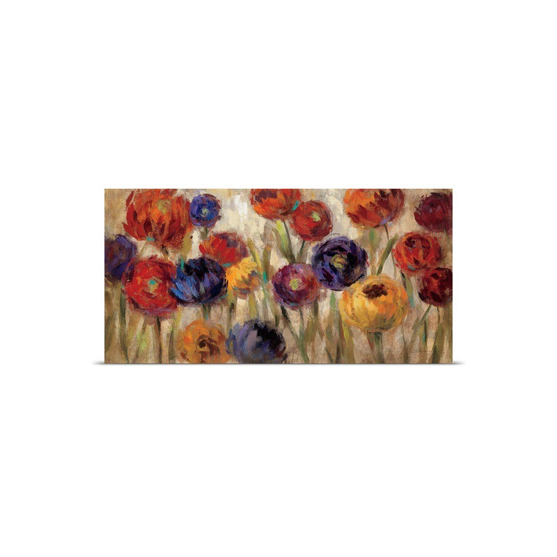 " Asters And Mums " by Silvia Vassileva, 18" H x 36" W x 1.5" D, Canvas