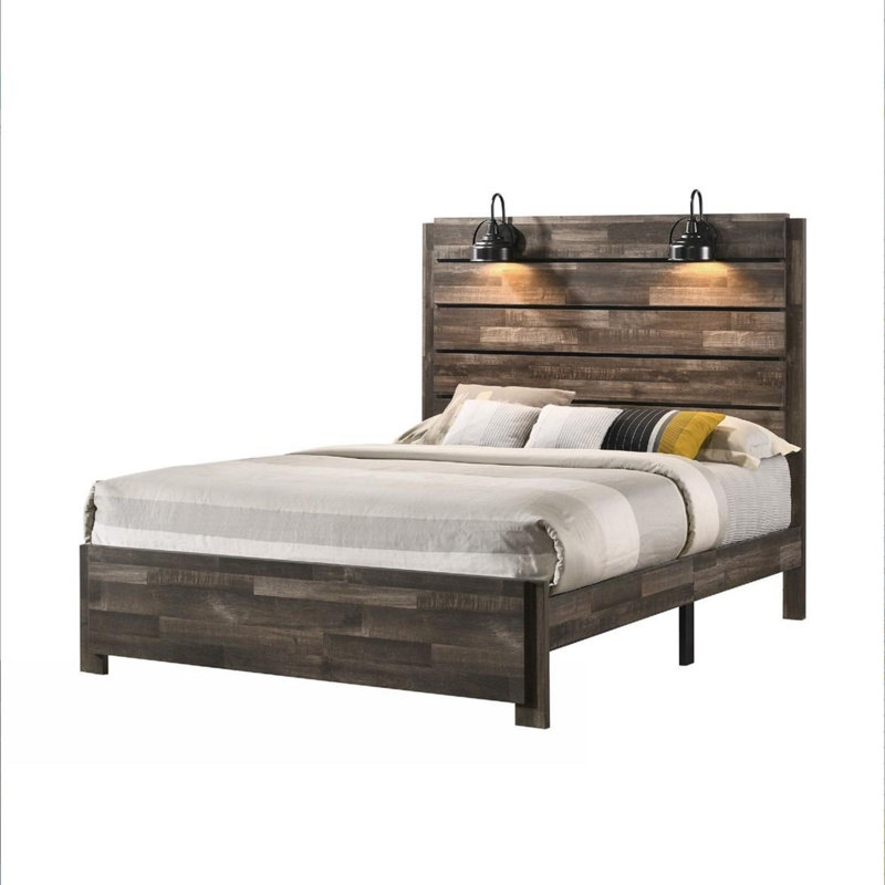 Hanrietta Low Profile Platform Bed, Brown, King