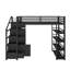 Lit mezzanine double en métal avec tablettes, armoires et garde-robe
