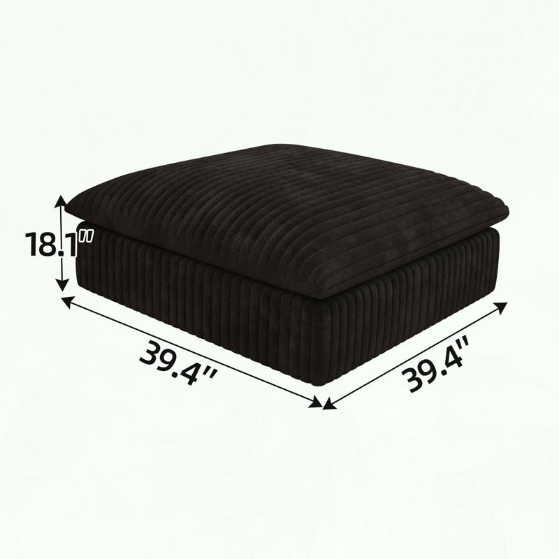 Cloud Sofa with Corduroy Fabric and No Assembly, Black