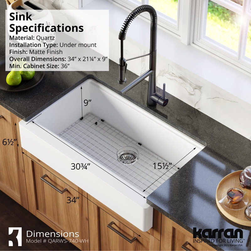 Évier de cuisine Karran Quartz, Blanc