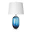 Lampe de table moderne en verre dégradé bleu de 63,5 cm (25 po) avec base en cristal transparent, idéale pour le salon, la chambre ou un buffet.