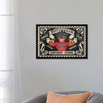 Rottweiler Muscles Stamp by Danny Gordon - Gallery-Wrapped Canvas Giclée on Canvas