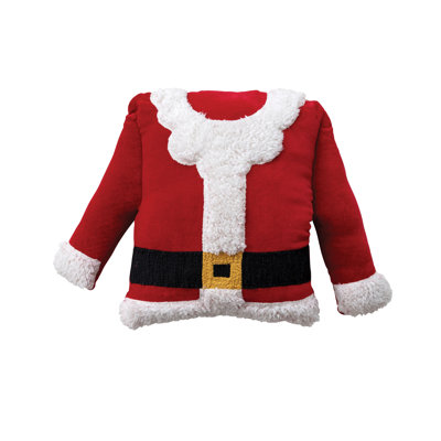 Coussin en velours Santa avec garniture en faux sherpa Santa
