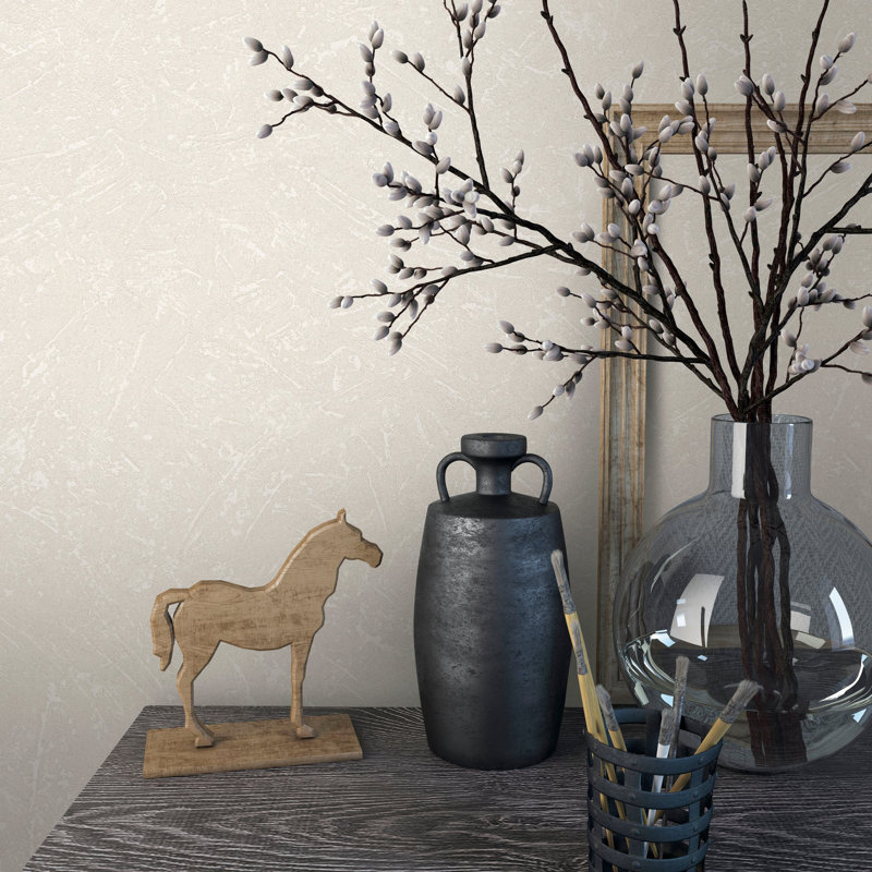 Textures Collection Plaster Effect Matte Finish Wallpaper Roll, Beige