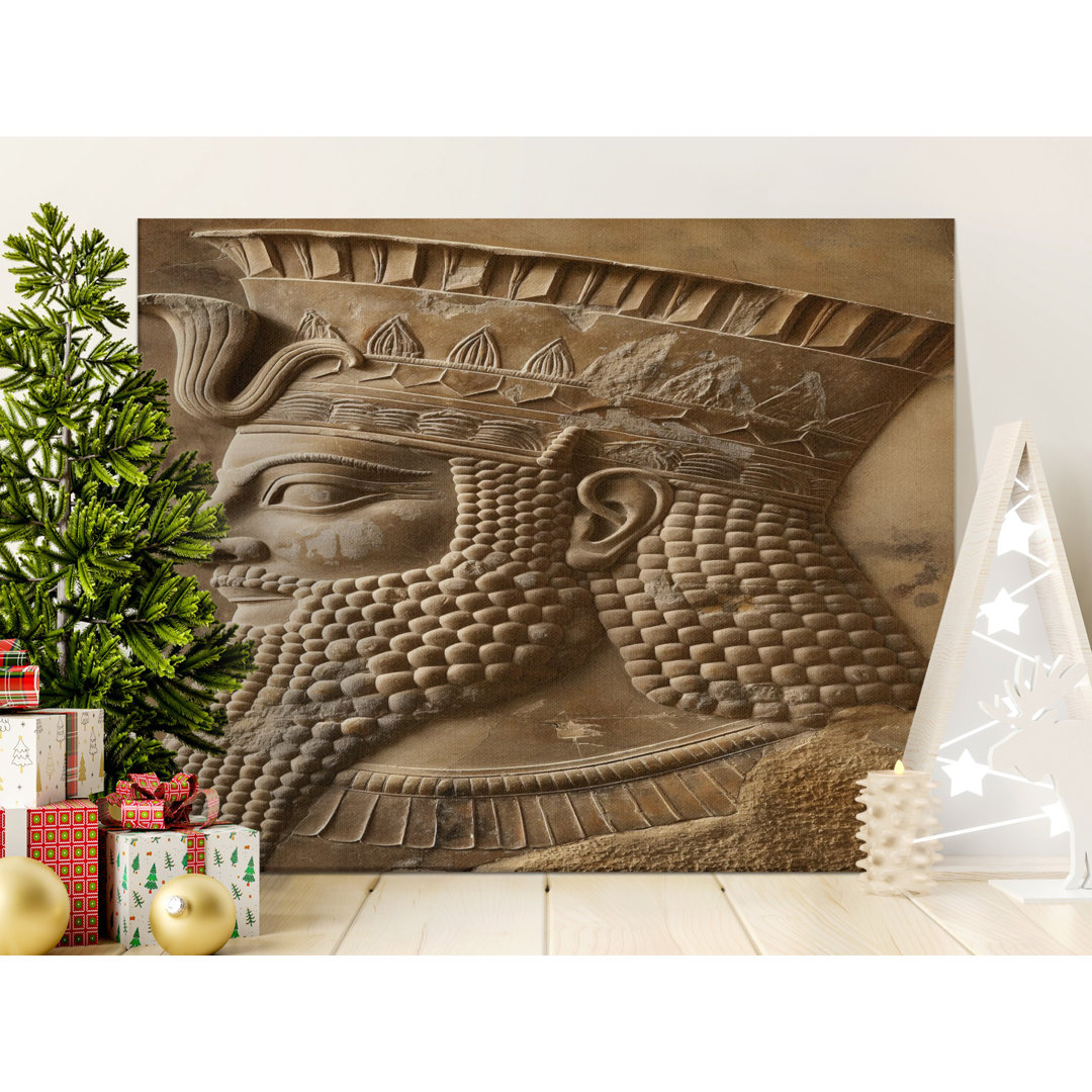 Ancient Assyrian King Relief Canvas Wall Art, Gallery Wrapped Print, Mesopotamian Decor, Ready to Hang, Archival Quality, Statement Piece