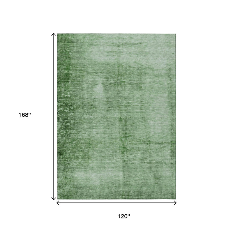 Tapis extérieur lavable abstrait vert et ivoire 10 pi x 14 pi