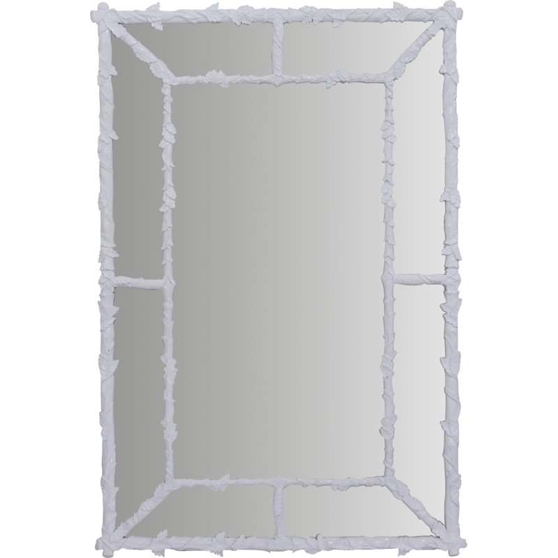 Wood Wall Mirror, White Gloss
