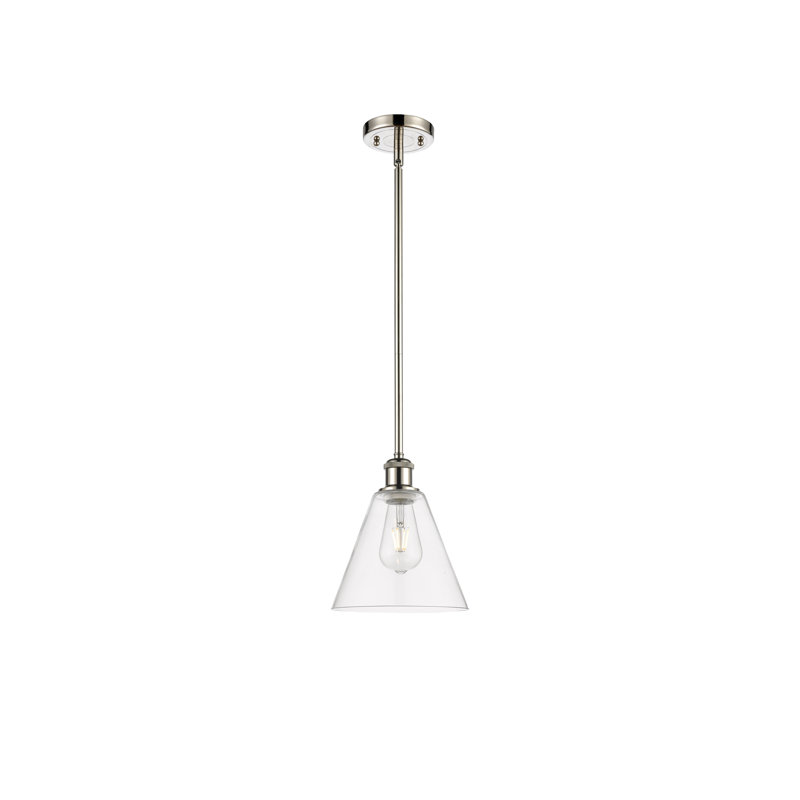 Luminaire suspendu sphérique à 1 lumière Allean, Transparent, H 42,75 po x l 8 po x P 8 po, Nickel poli