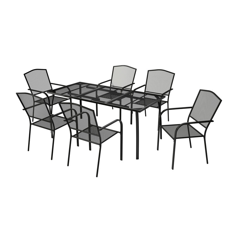 Ensemble repas d'extérieur Rasmine, 6, L 65 po x l 31,5 po x H 28,3 po