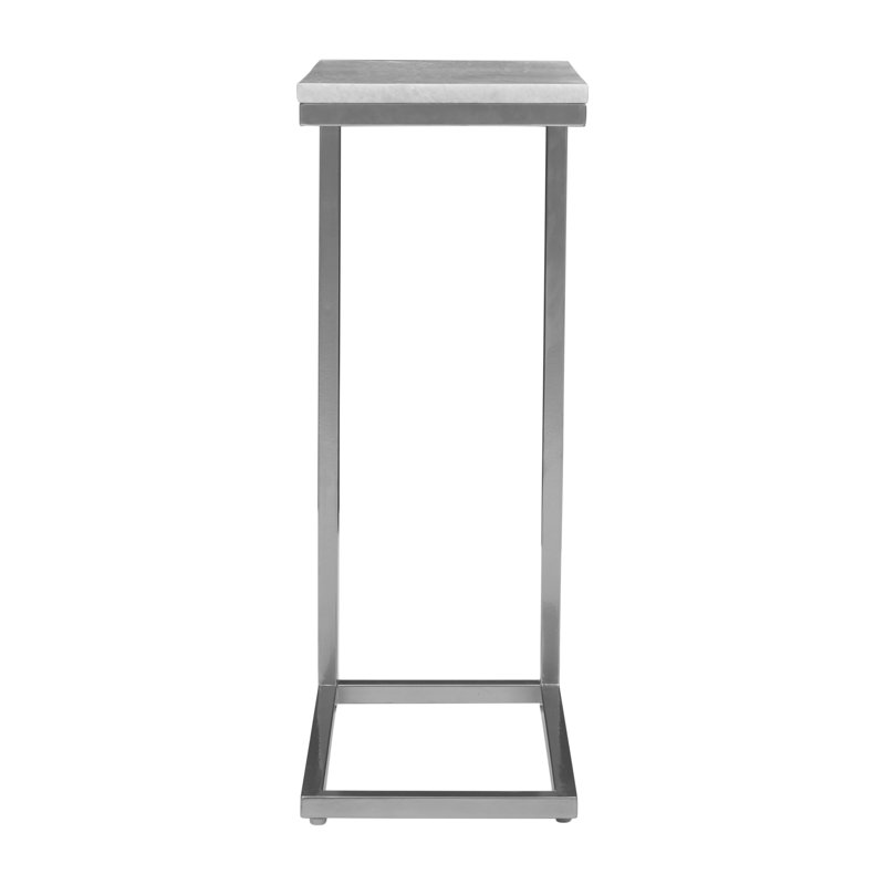 Elicia Solid Marble Modern Luxury Glam Accent C-Table (Set of 2) - Chrome, Grey/Silver