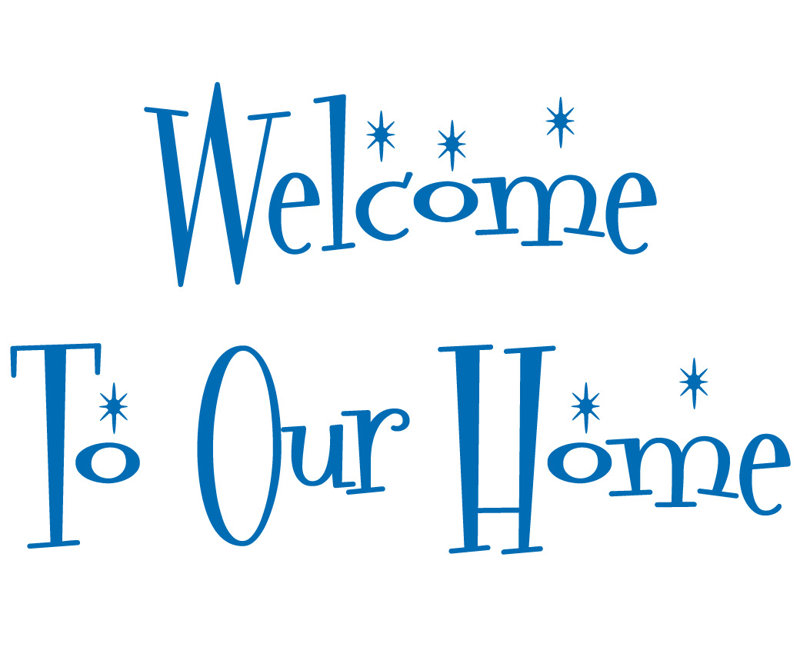 Décalcomanie murale "welcome to the home", Bleu azur, H 14,5 po x l 24 po x P 0,01 po