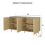 Crédence de bureau 60 "à 4 portes en chêne naturel avec tablettes réglables et portes à ouverture par pression 60"