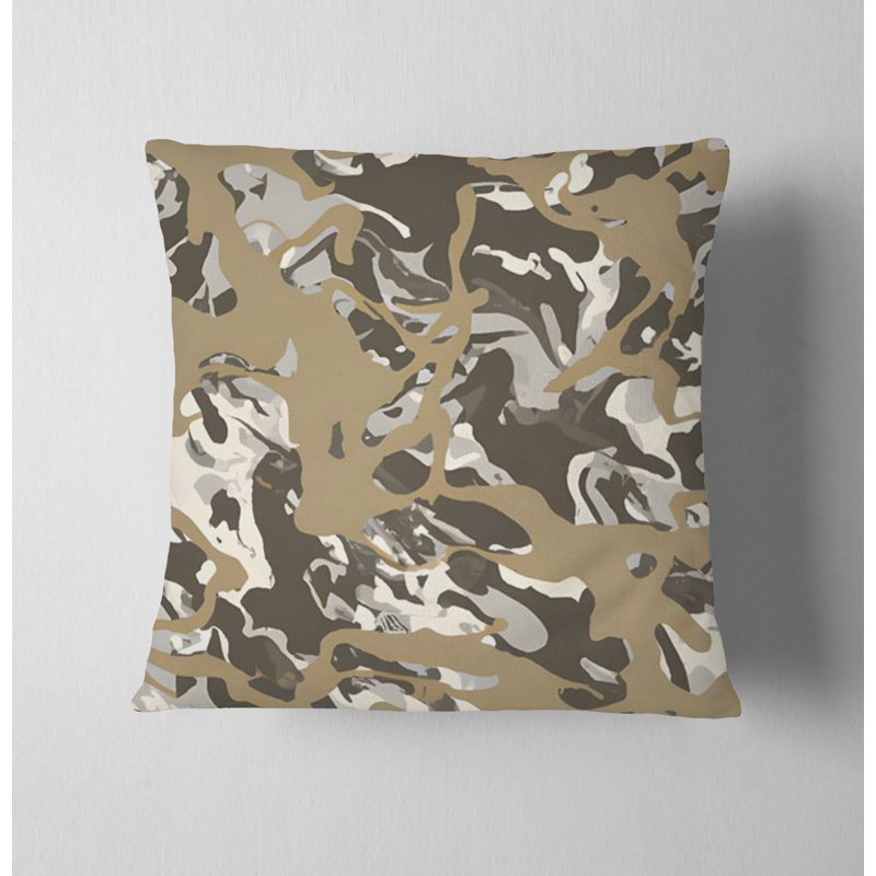 Throw Pillow Cover Only, H 16 po x l 16 po, Brun / camouflage gris 4