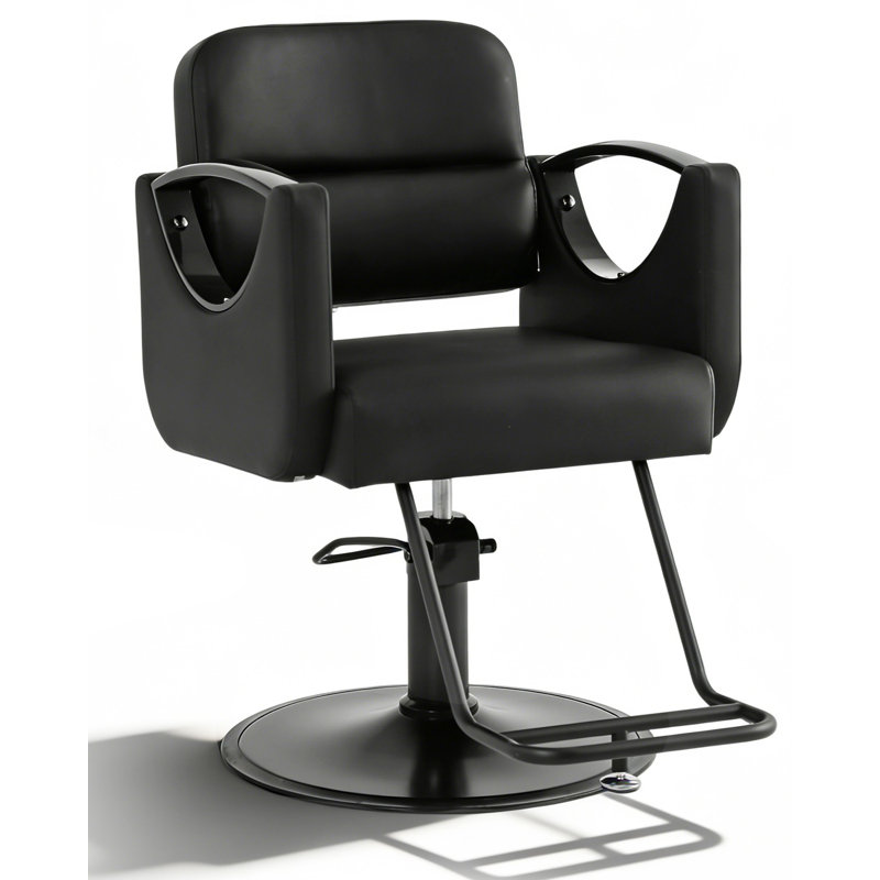 360 Degrees Rolling Swivel Barber Chair, Adjustable Height Heavy Duty Hydraulic Pump Salon Chair, Black