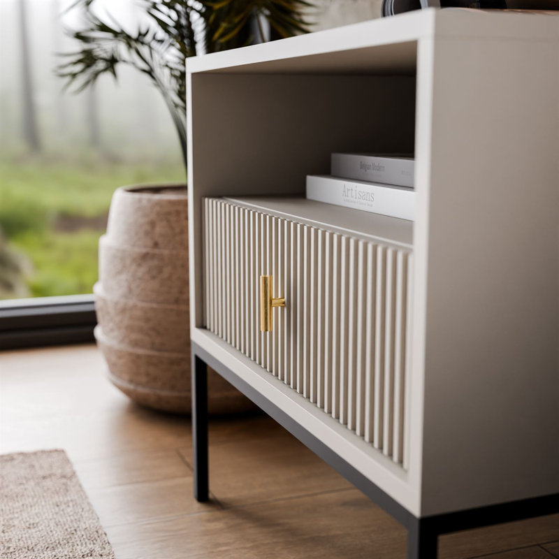 54cm W Manufactured Wood Bedside Table, Cashmere