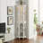 Corner Curio Cabinet With 4 Adjustable Tempered Glass Shelves And Lighting System, Solid Wood Legs,Acrylic Mirrored Back Panel(E26 Light Bulb Not Included)-1968534511