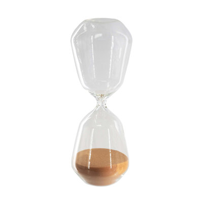 Decorative Hourglass With Clear Contoured Design And Terracotta Sand