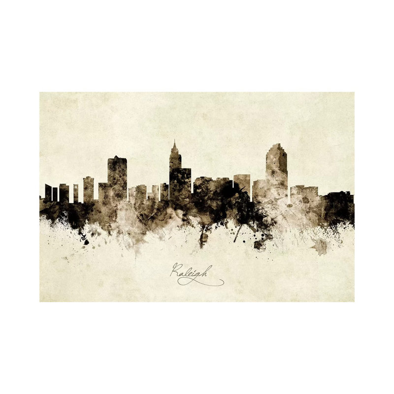Raleigh North Carolina Skyline by Michael Tompsett - Wrapped Canvas Print, 20.32 cm H x 30.48 cm W